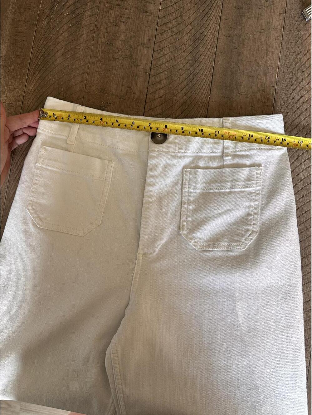 Anthropologie Maeve The Colette Cropped High Rise Wide Leg Jeans White Women 29 - Picture 9 of 14